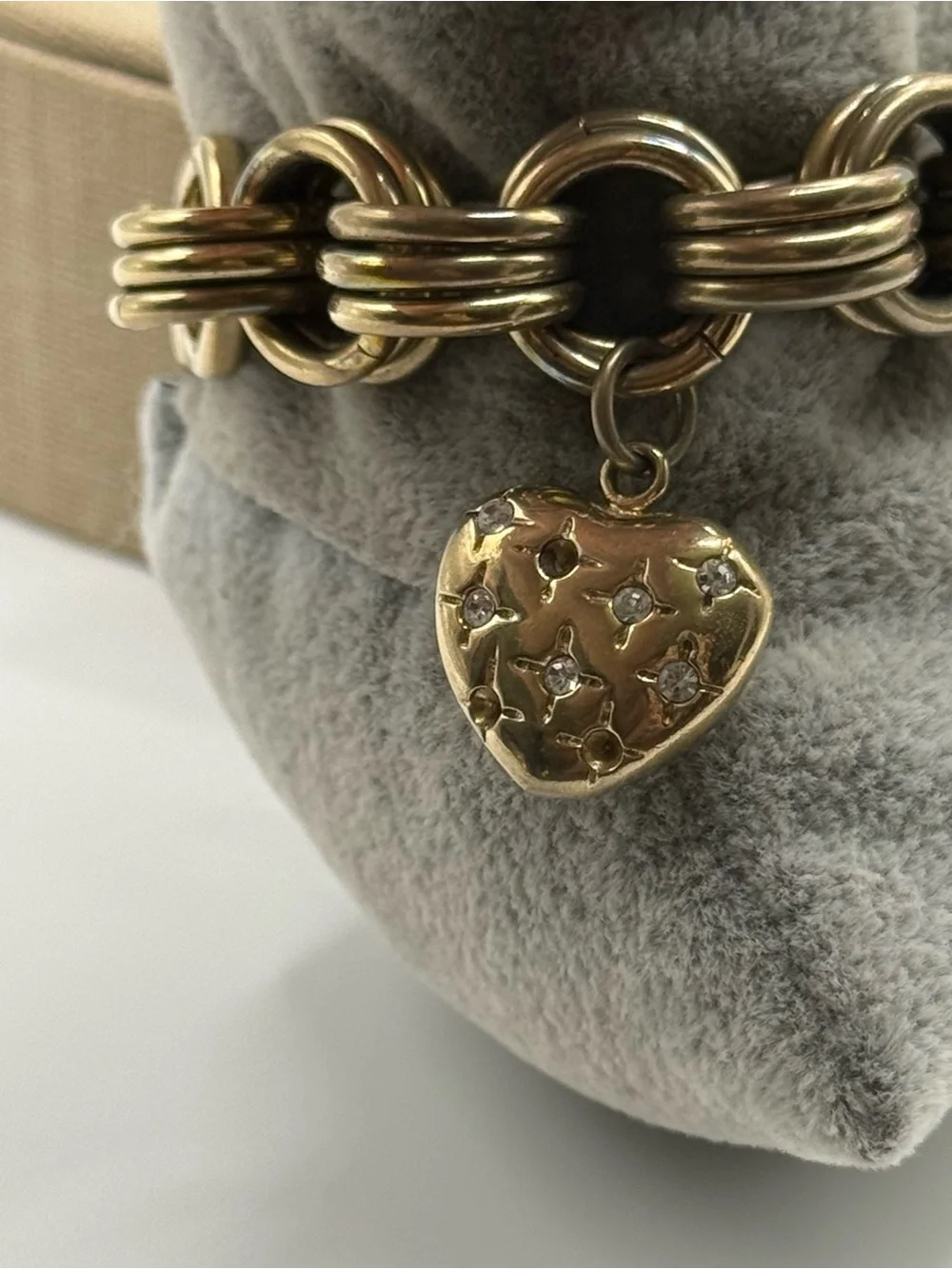 Anne Klein Gold Charm Bracelet Watch with Mother-of-Pearl Dial & Bow Charm